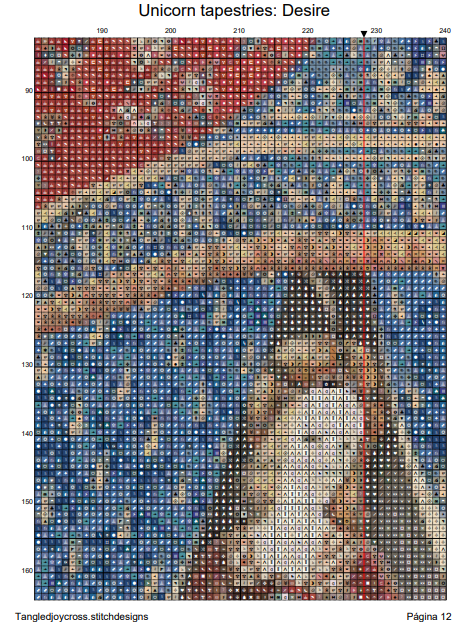Patron digital de Punto de cruz; La dama y el Unicornio - Deseo