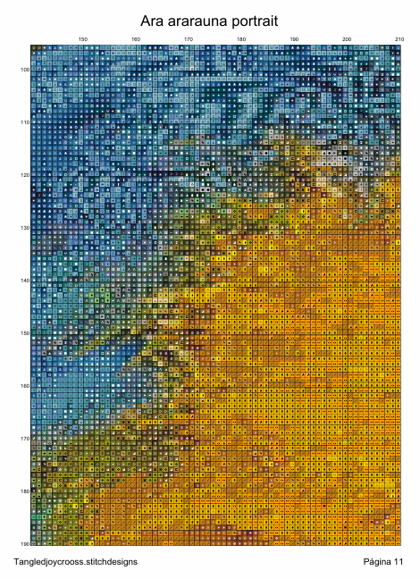 Patrón digital de Punto de Cruz: Retrato de un Loro