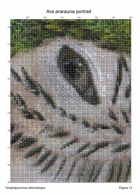 Patrón digital de Punto de Cruz: Retrato de un Loro