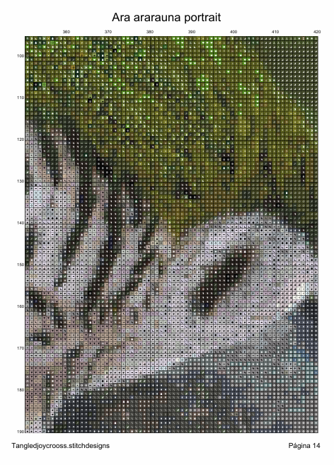 Patrón digital de Punto de Cruz: Retrato de un Loro