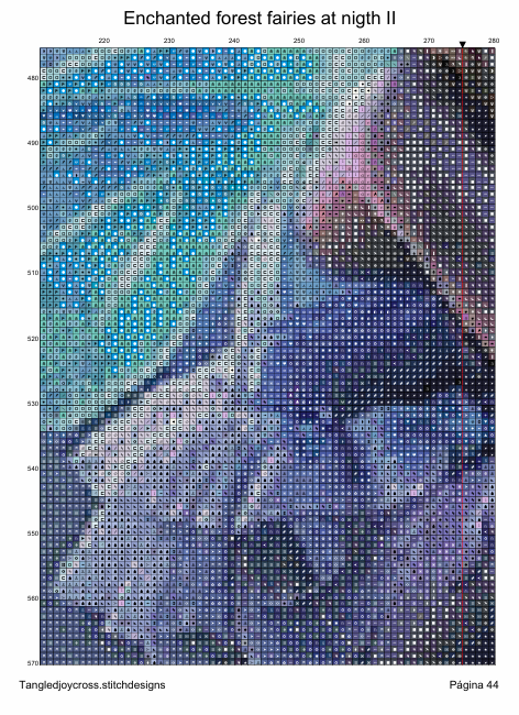Patron digital de punto de cruz, detalle de página a color