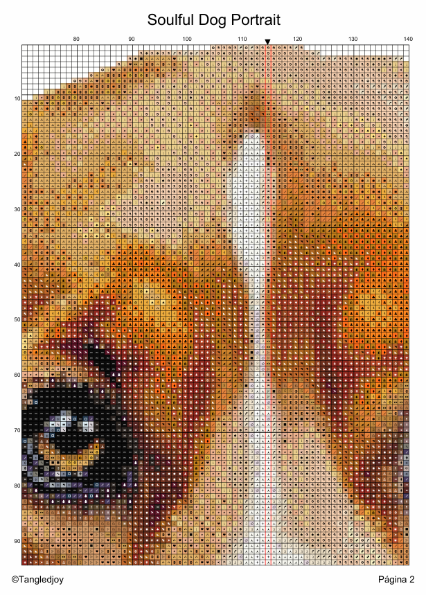 Patrón digital de Punto de cruz: Retrato de un perro, sin fondo bordado.