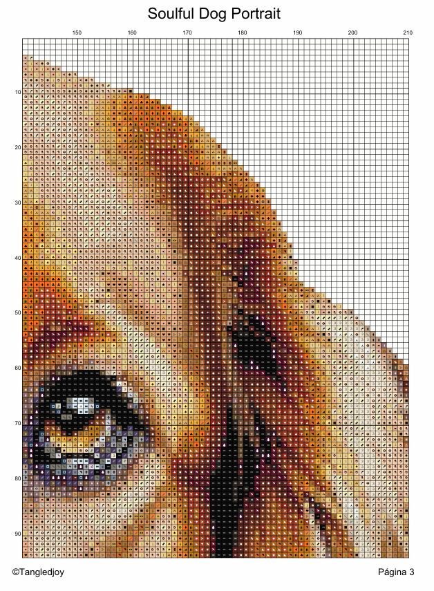 Patrón digital de Punto de cruz: Retrato de un perro, sin fondo bordado.