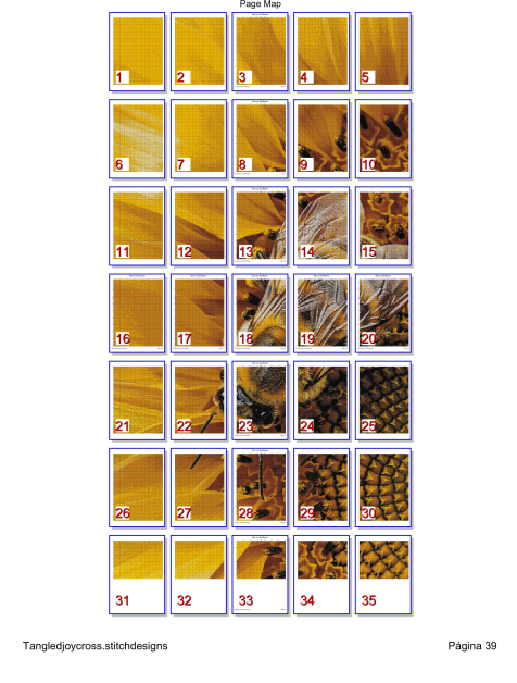 Patrón digital de Punto de cruz: Abeja sobre Girasol
