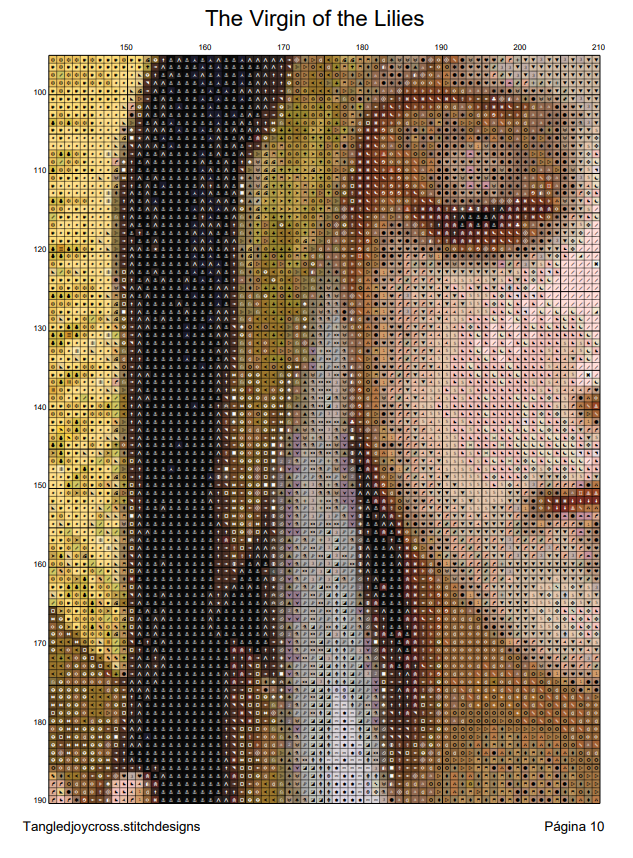 Patrón digital de Punto de cruz: La virgen de las lilis