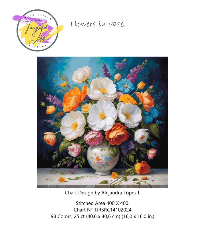 Patrón digital de Punto de cruz: Adorno floral