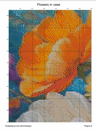 Patrón digital de Punto de cruz: Adorno floral