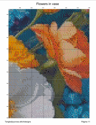 Patrón digital de Punto de cruz: Adorno floral
