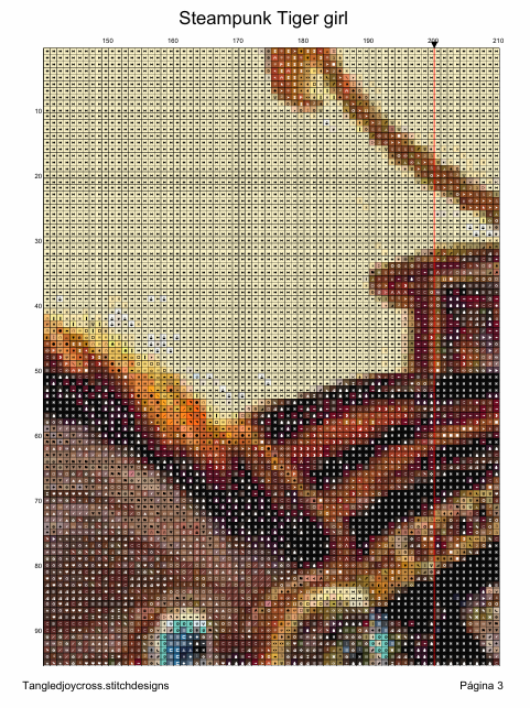 Patron digital de Punto de cruz: Chica tigre Steampunk