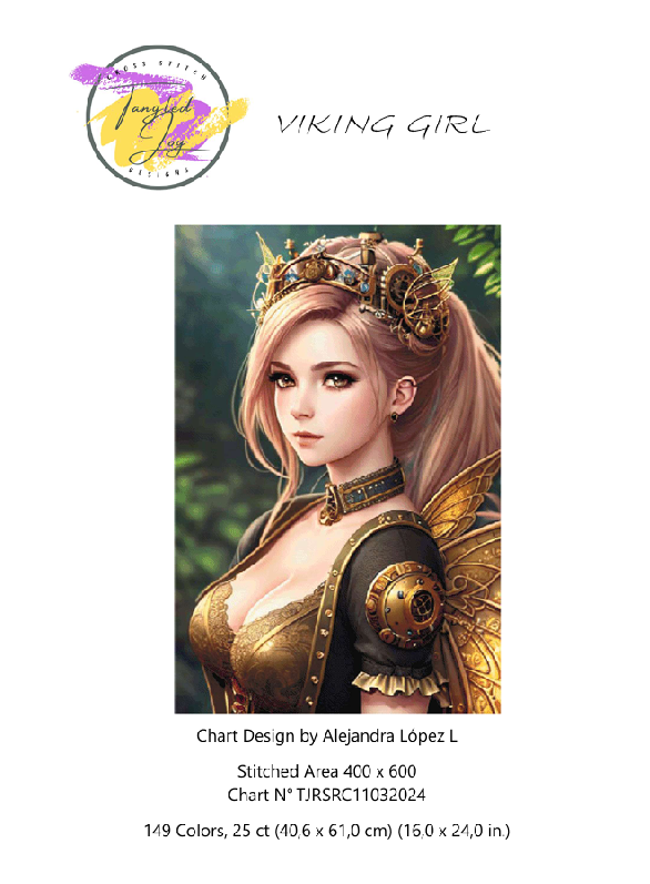 Patron digital de punto de cruz: Mujer Vikingo