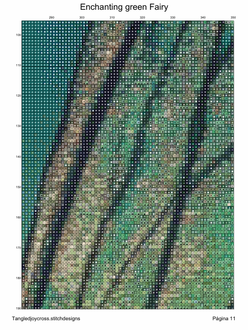 Patron digital de Punto de cruz: Encantadora Hada Verde