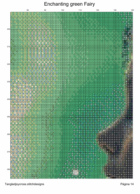 Patron digital de Punto de cruz: Encantadora Hada Verde