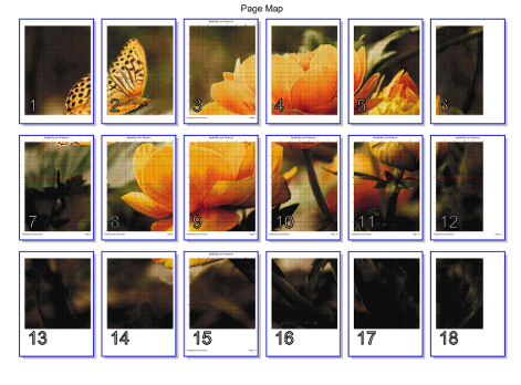 Patron digital de punto de cruz: Mariposa sobre Flores