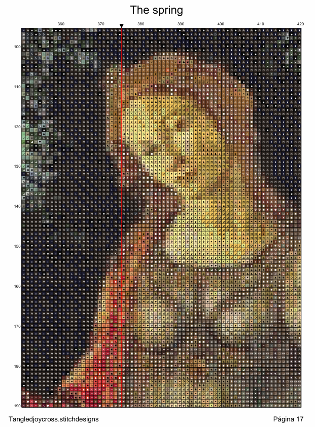 Patron digital de punto de cruz: La primavera