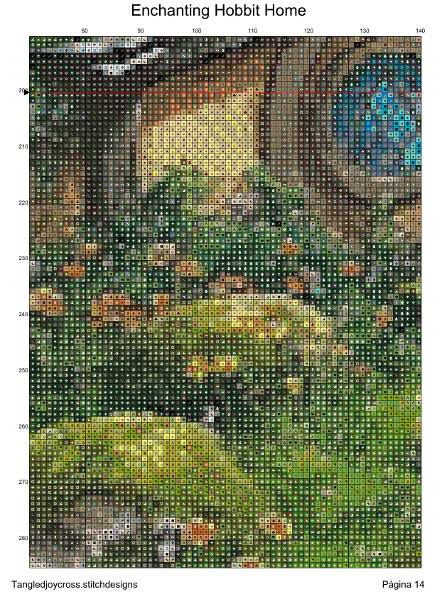 Patrón Digital de Punto de cruz: Encantadora casa de Hobbit