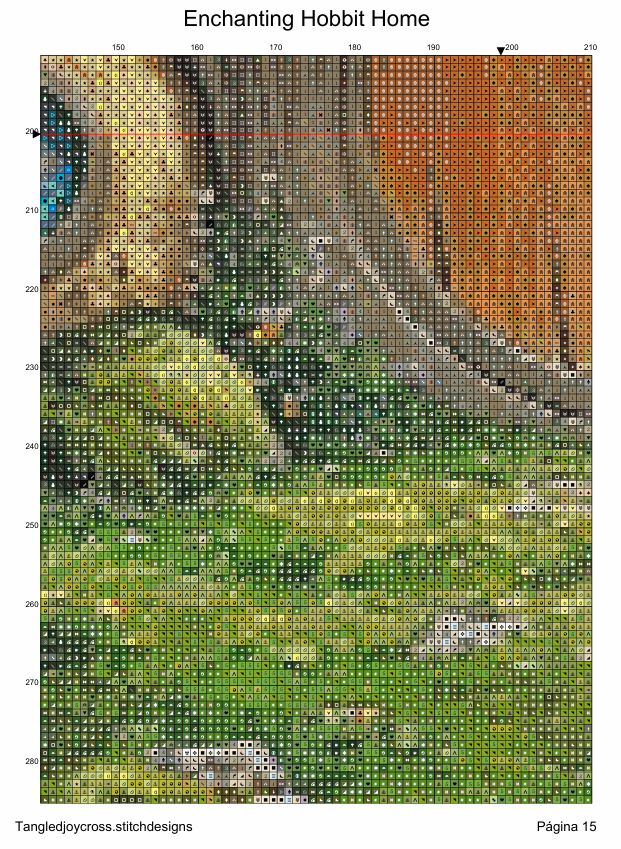 Patrón Digital de Punto de cruz: Encantadora casa de Hobbit