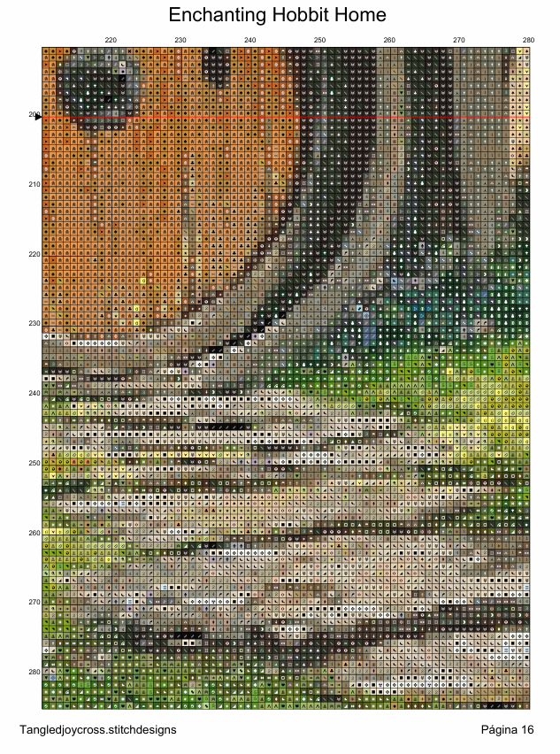 Patrón Digital de Punto de cruz: Encantadora casa de Hobbit