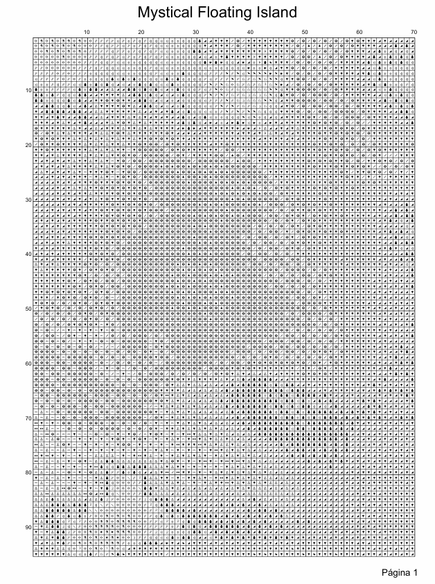 Patrón digital de Punto de cruz: Mistica isla flotante