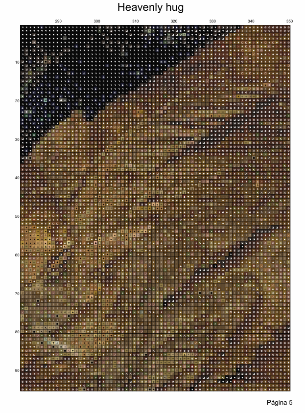 Patrón digital de Punto de cruz: Abrazo Celestial