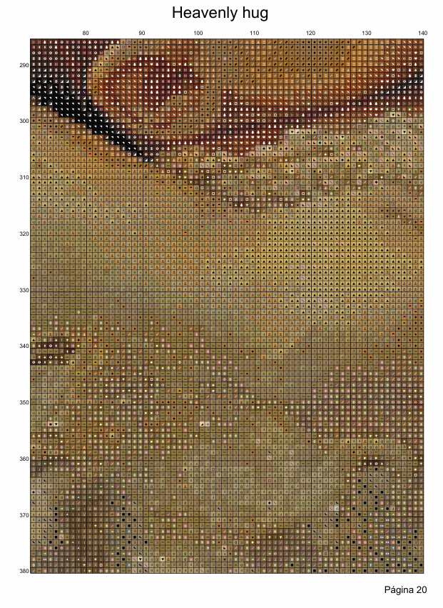 Patrón digital de Punto de cruz: Abrazo Celestial