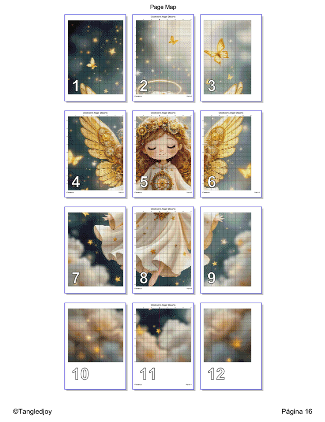Patrón digital de Punto de cruz: Angel de sueños