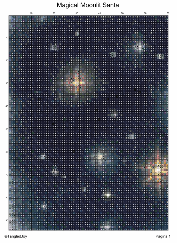 Patrón digital de Punto de cruz: Santa a la luz de la luna