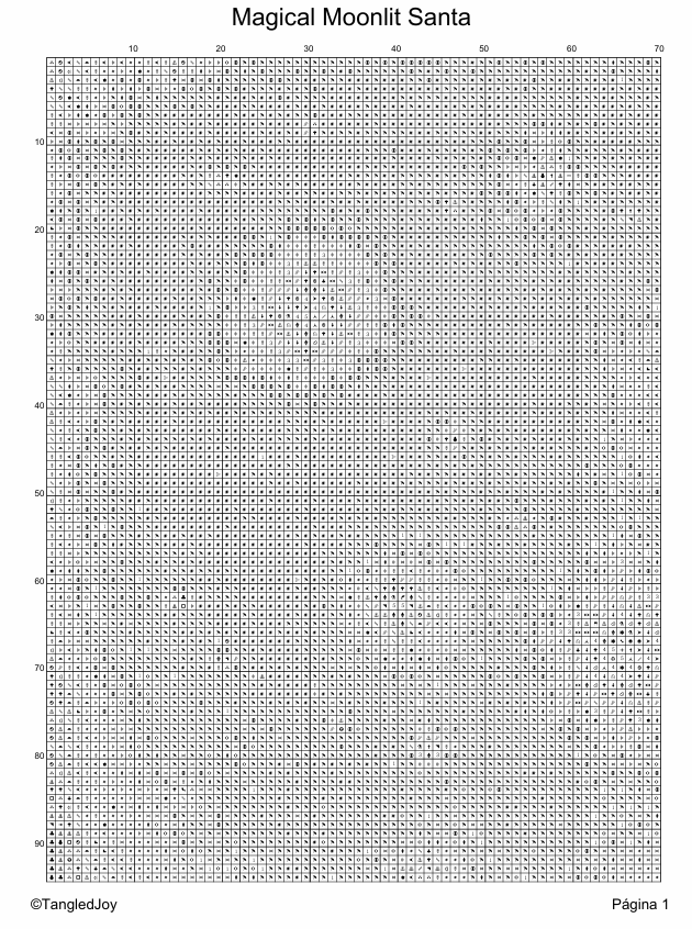 Patrón digital de Punto de cruz: Santa a la luz de la luna