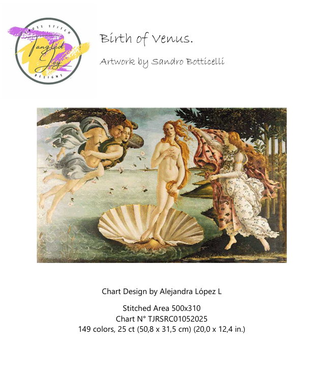 Patrón digital de Punto de cruz: El nacimiento de Venus