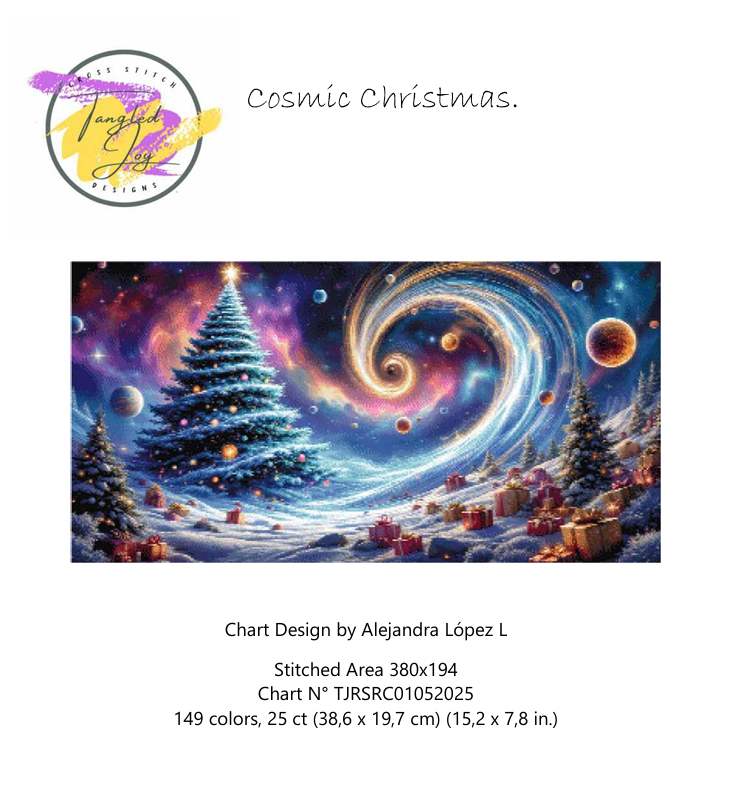 Patrón digital de Punto de cruz: Navidad Cósmica