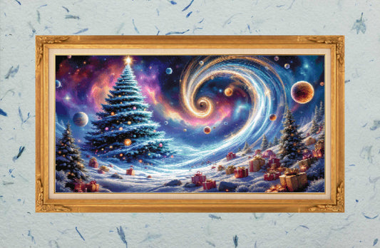 Patrón digital de Punto de cruz: Navidad Cósmica