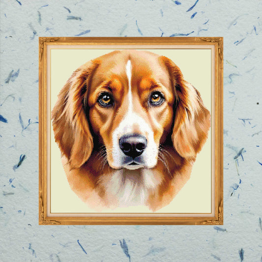 Patrón digital de Punto de cruz: Retrato de un perro, sin fondo bordado.