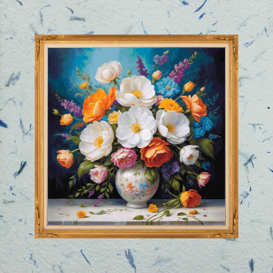 Patrón digital de Punto de cruz: Adorno floral