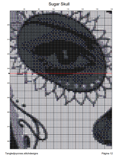 Patrón digital de Punto de cruz: Calavera de azucar