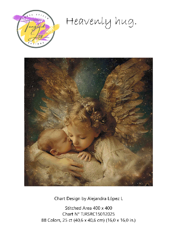 Patrón digital de Punto de cruz: Abrazo Celestial