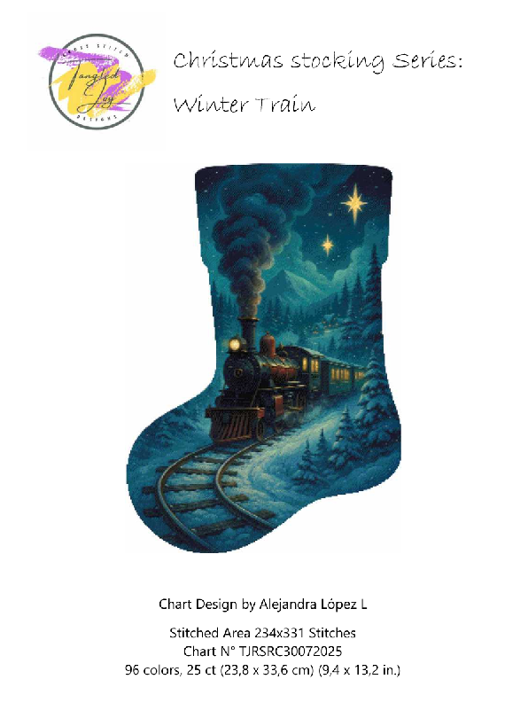 Christmas Train Stocking Cross Stitch Chart: Full Coverage Pattern Keeper Compatible (PDF Download)