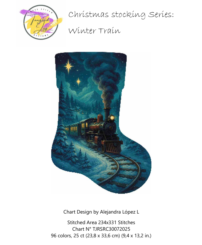 Christmas Train Stocking Cross Stitch Chart: Full Coverage Pattern Keeper Compatible (PDF Download)