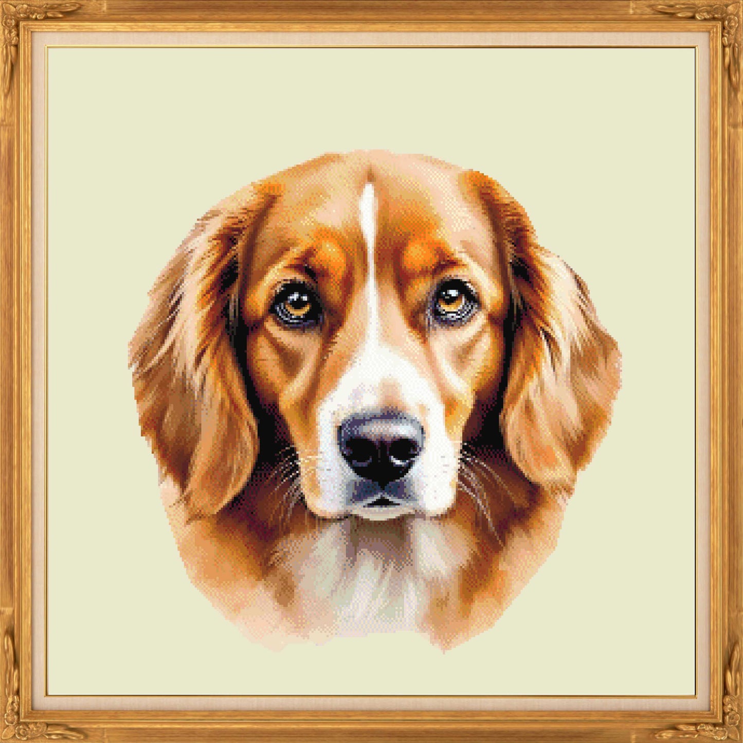 Patrón digital de Punto de cruz: Retrato de un perro, sin fondo bordado.