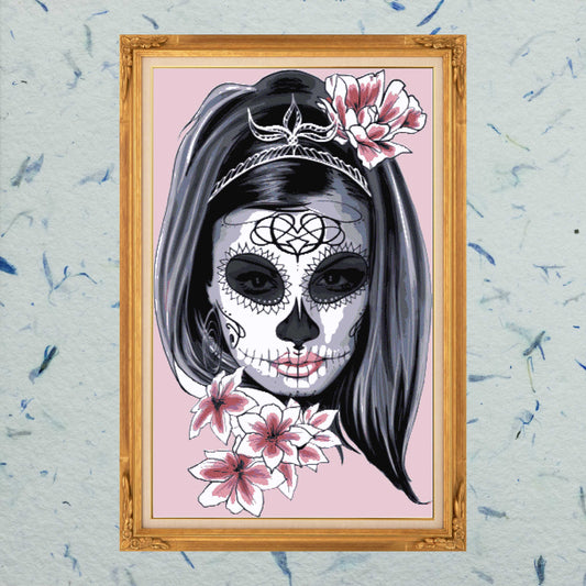 Patrón digital de Punto de cruz: Calavera de azucar
