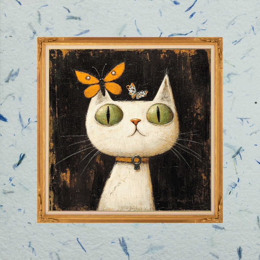 Patron de punto de cruz: Gato y mariposa
