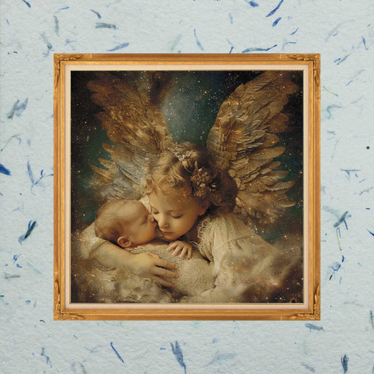 Patrón digital de Punto de cruz: Abrazo Celestial